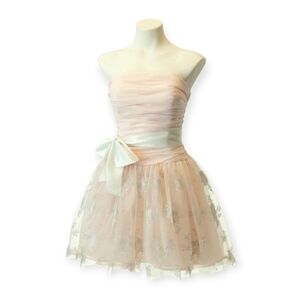 Jessica McClintock Vintage Peachy Pink Strapples Tulle Dress